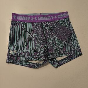 Under Armour Women's Geometric Shorts - Purple and Blue